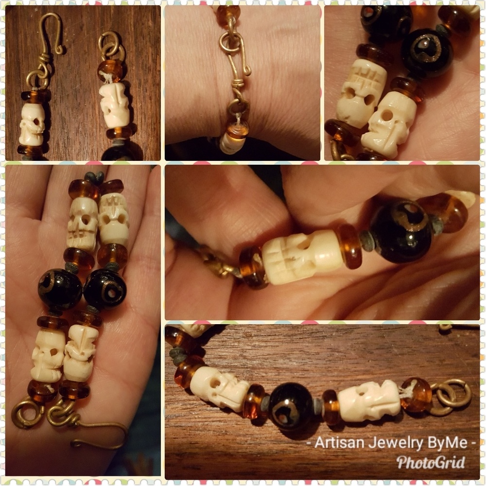 NwtVtgCarvBoneAmberBlownGlass70'sArtisanBeads